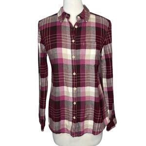 GH Bass Womens Size‎ S Button Up Shirt Flannel Plaid Top Fall Gorp Cabincore